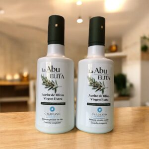 2 envases ACEITE OLIVA - LA ABU ELITA - 500 ml - ACEITE DE OLIVA VIRGE EXTRA ECOLÓGICO DE COSECHA TEMPRANA